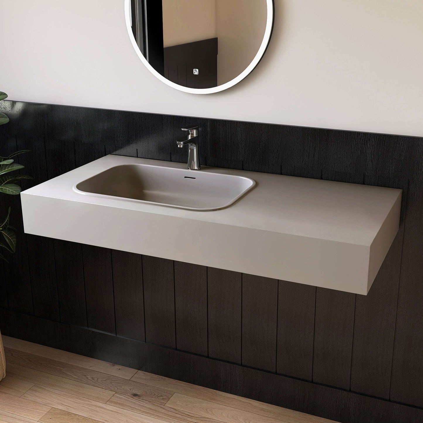 Medunjess 47'' Lotura Wall Mounted Bathroom Sink Solid Surface Sink