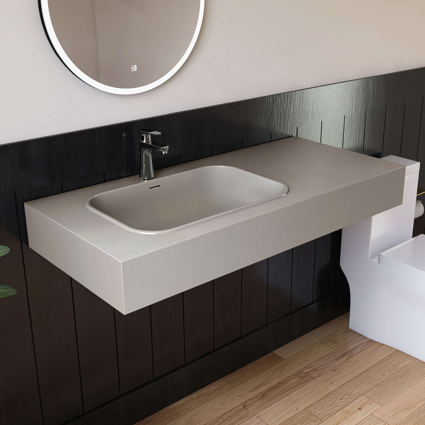 Medunjess 47'' Lotura Wall Mounted Bathroom Sink Solid Surface Sink