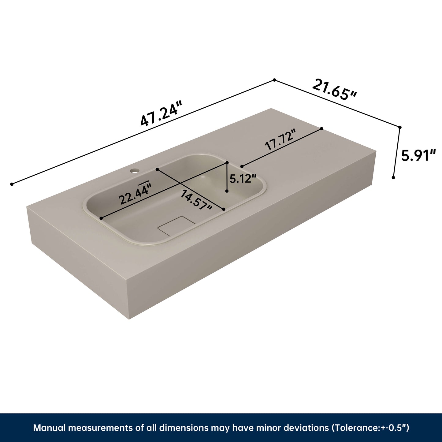 Medunjess 47'' Lotura Wall Mounted Bathroom Sink Solid Surface Sink