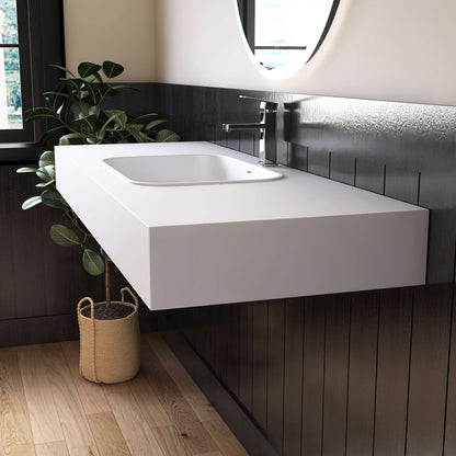 Medunjess 59'' Strata Wall Mounted Bathroom Sink Solid Surface Sink