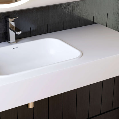 Medunjess 59'' Strata Wall Mounted Bathroom Sink Solid Surface Sink