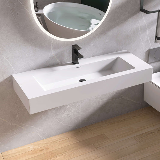 Medunjess 48'' Volaris Wall Mounted Bathroom Sink Solid Surface Sink