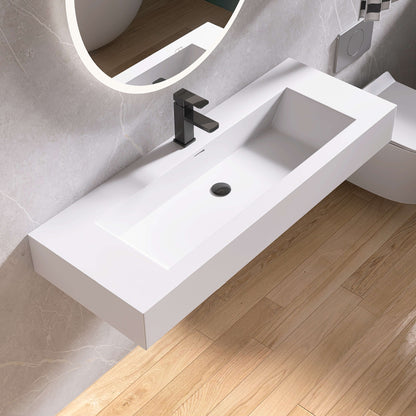 Medunjess 48'' Volaris Wall Mounted Bathroom Sink Solid Surface Sink