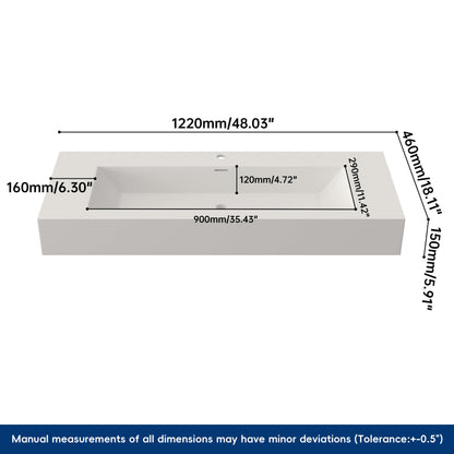Medunjess 48'' Volaris Wall Mounted Bathroom Sink Solid Surface Sink