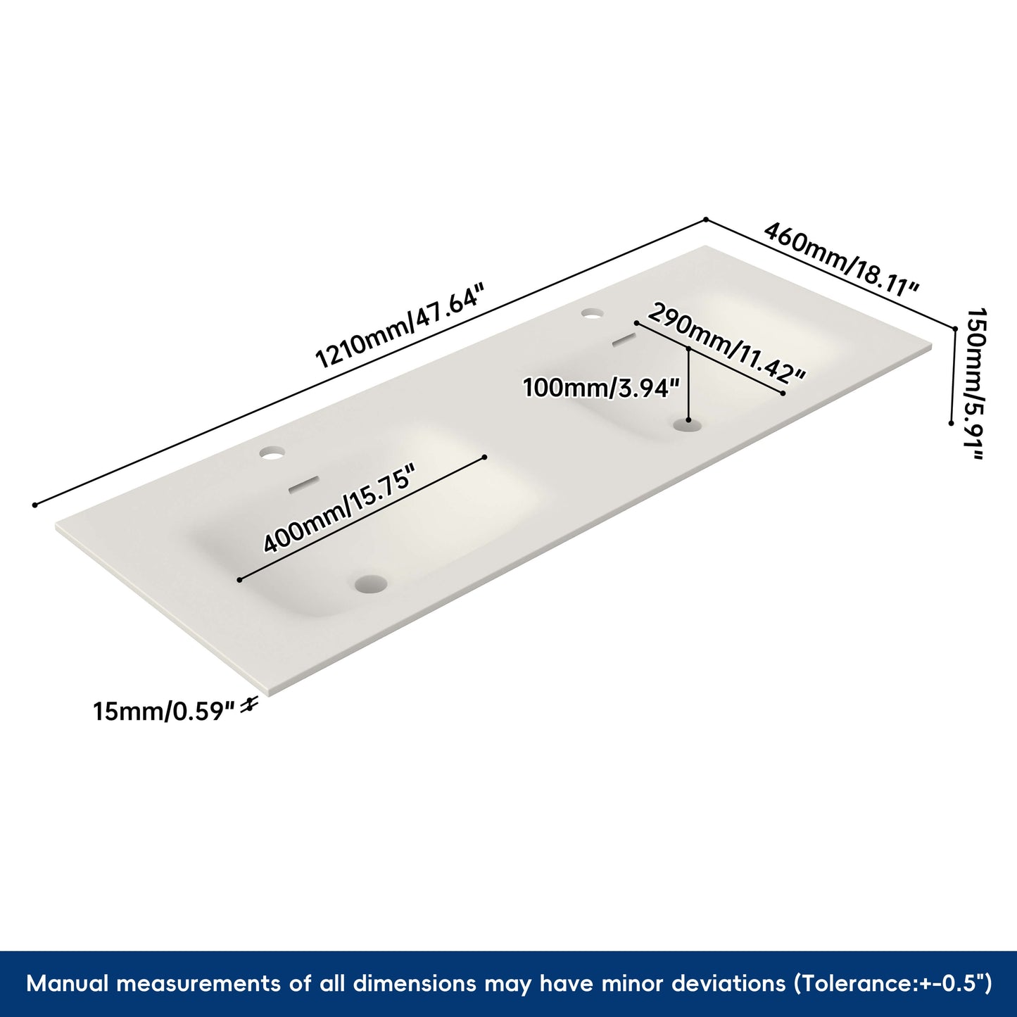 Medunjess 47'' Cresta Solid Surface Basin