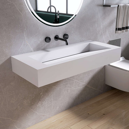Medunjess 42'' Empyre Wall Mounted Bathroom Sink Solid Surface Sink