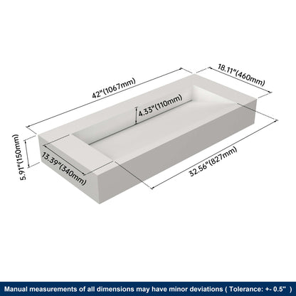 Medunjess 42'' Empyre Wall Mounted Bathroom Sink Solid Surface Sink
