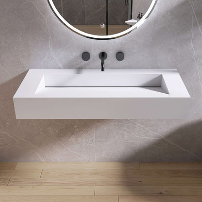 Medunjess 42'' Empyre Wall Mounted Bathroom Sink Solid Surface Sink