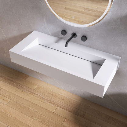 Medunjess 42'' Empyre Wall Mounted Bathroom Sink Solid Surface Sink