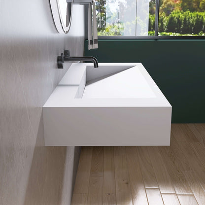 Medunjess 42'' Empyre Wall Mounted Bathroom Sink Solid Surface Sink
