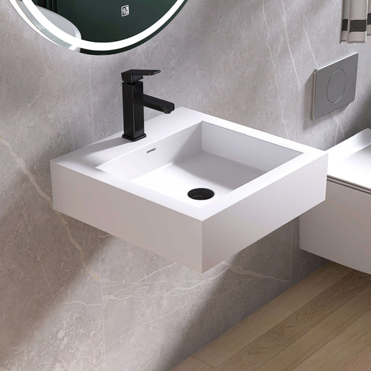 Medunjess 19'' Parabola Wall Mounted Bathroom Sink Solid Surface Sink