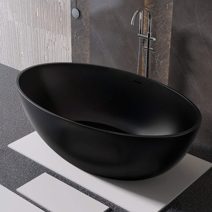 Medunjess 67'' Stone Resin Solid Surface Matte Flatbottom Freestanding Bathtub