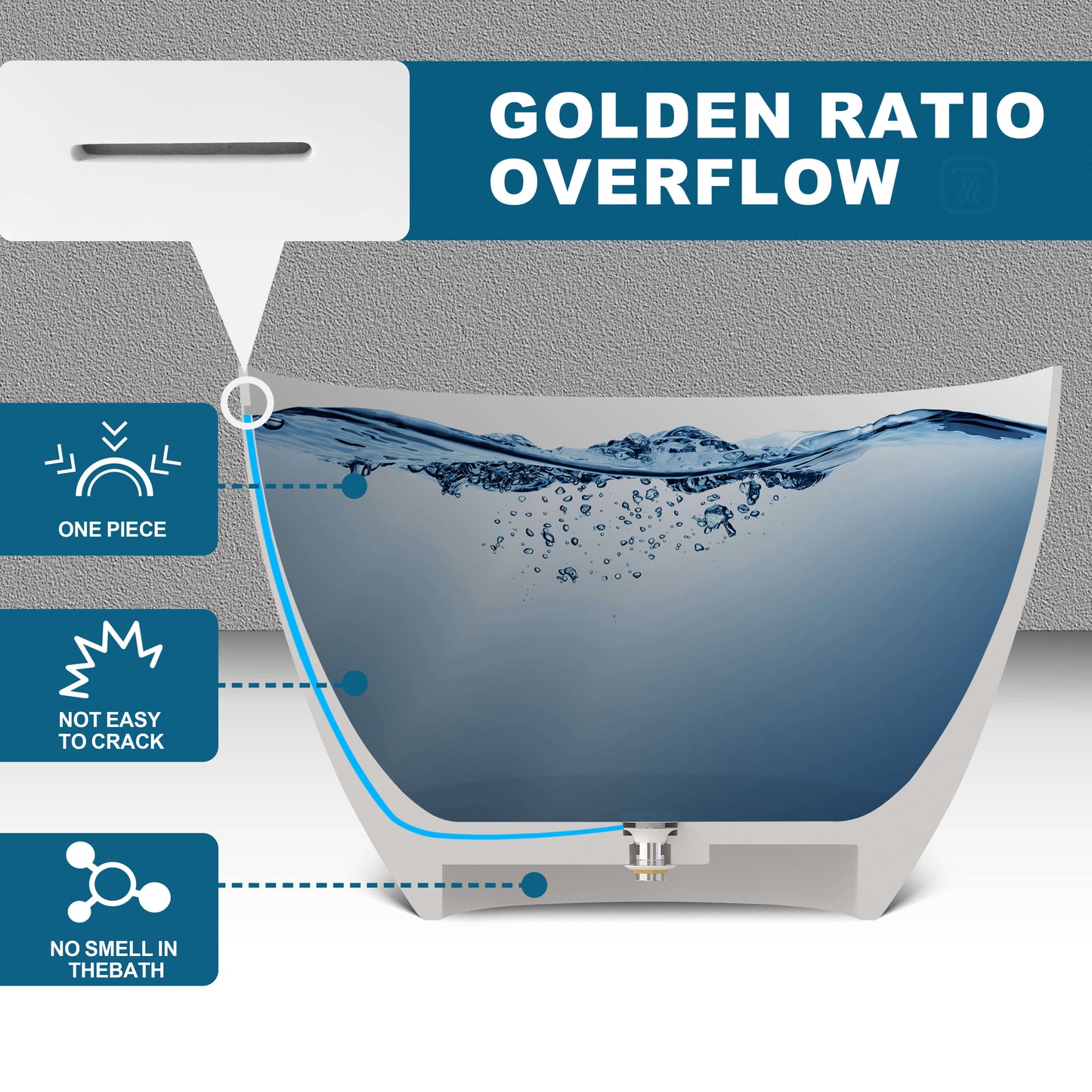 Medunjess 59'' Freestanding Tub Solid Surface Egg Shape Freestanding Soaking Tub