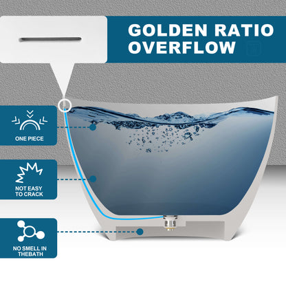 Medunjess 59'' Freestanding Tub Solid Surface Egg Shape Freestanding Soaking Tub