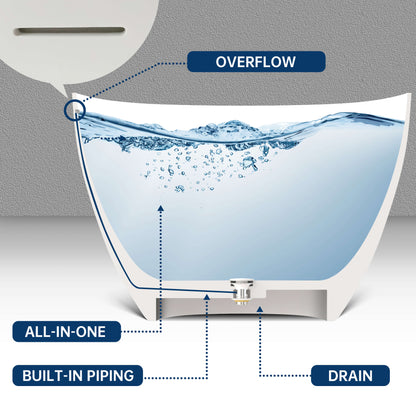 Medunjess 67'' Freestanding Tub Solid Surface Freestanding Soaking Bathtub With Tub Filler