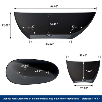 Medunjess 67'' Oval Freestanding Tub with Overflow | Soak in Style