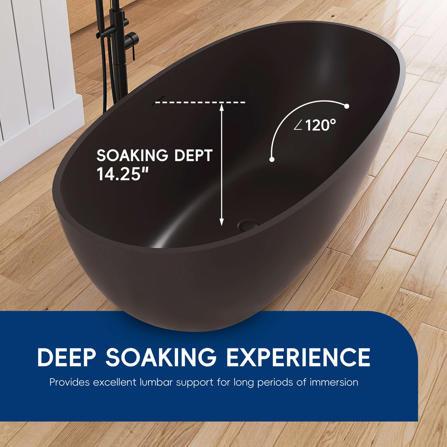 Medunjess 61'' Freestanding Soaking Solid Surface Bathtub,Brown