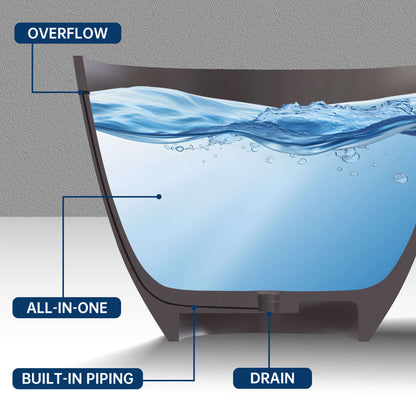 Medunjess 61'' Freestanding Soaking Solid Surface Bathtub,Brown