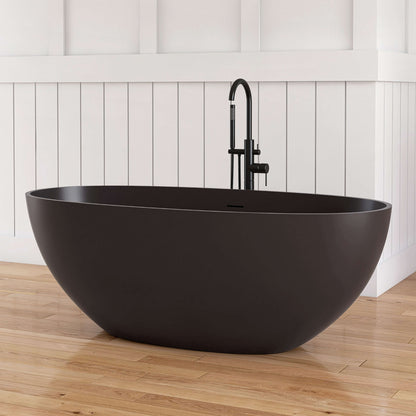 Medunjess 61'' Freestanding Soaking Solid Surface Bathtub,Brown