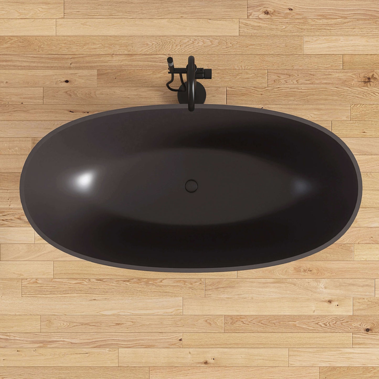 Medunjess 61'' Freestanding Soaking Solid Surface Bathtub,Brown