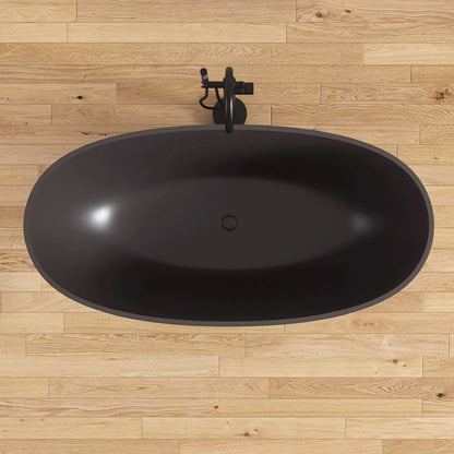 Medunjess 61'' Freestanding Soaking Solid Surface Bathtub,Brown