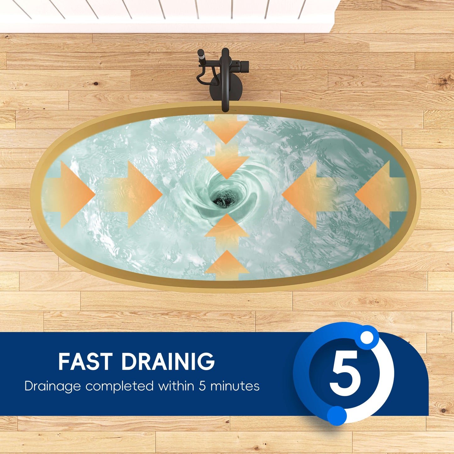 Medunjess 61" Freestanding Soaking Solid Surface Bathtub,Camel