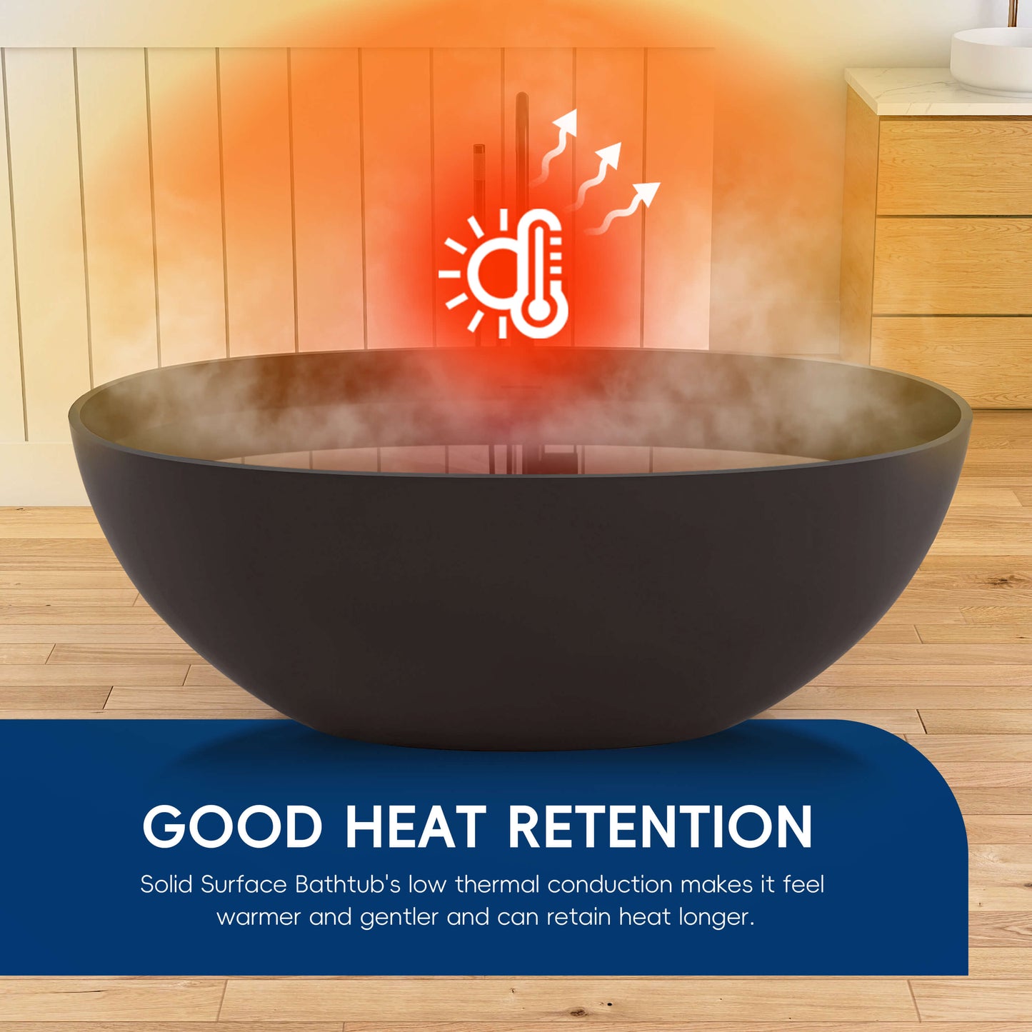 Medunjess 61'' Freestanding Soaking Solid Surface Bathtub,Brown