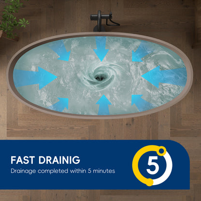 Medunjess 65" Grey-Coffee Oval Luxury Freestanding Solid Surface Resin Stone Soaking Tub