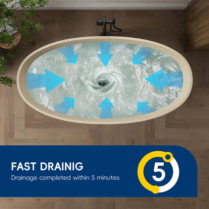 Medunjess 65" Milk coffee Granules Oval Luxury Freestanding Solid Surface Resin Stone Soaking Tub