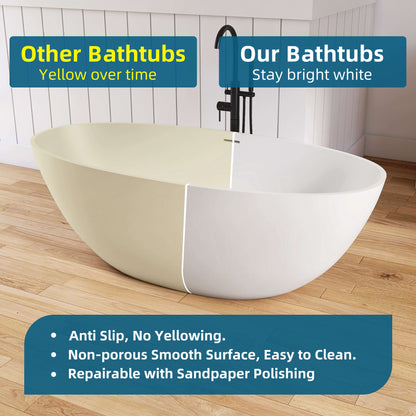 Medunjess 67'' Oval Freestanding Tub with Overflow | Soak in Style