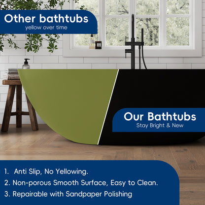 Medunjess 71" Black & White Classic Large Capacity Solid Surface Stone Resin Bahtutb