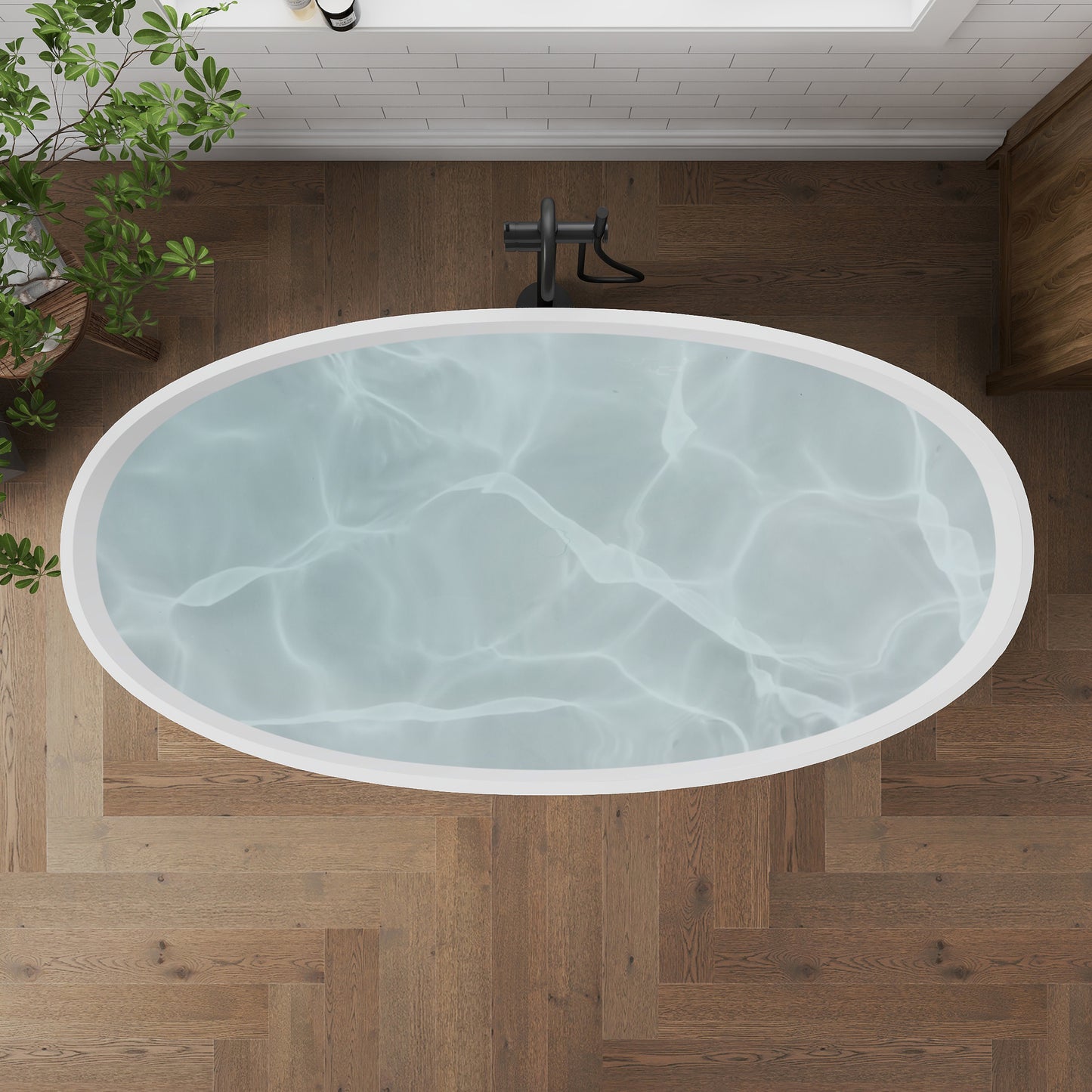 Medunjess 71" Black & White Classic Large Capacity Solid Surface Stone Resin Bahtutb