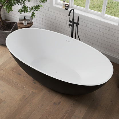Medunjess 71" Black & White Classic Large Capacity Solid Surface Stone Resin Bahtutb