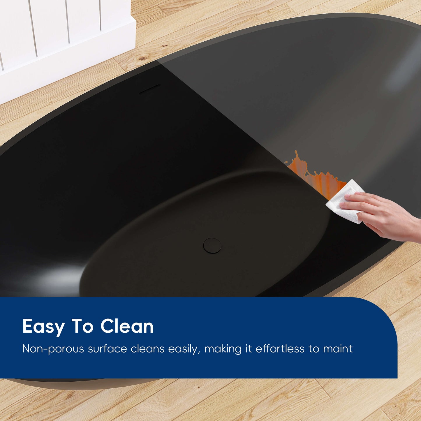 Medunjess 71" Freestanding Soaking Bahtutb Solid Surface Stone Resin Soaking Bathtub,Black