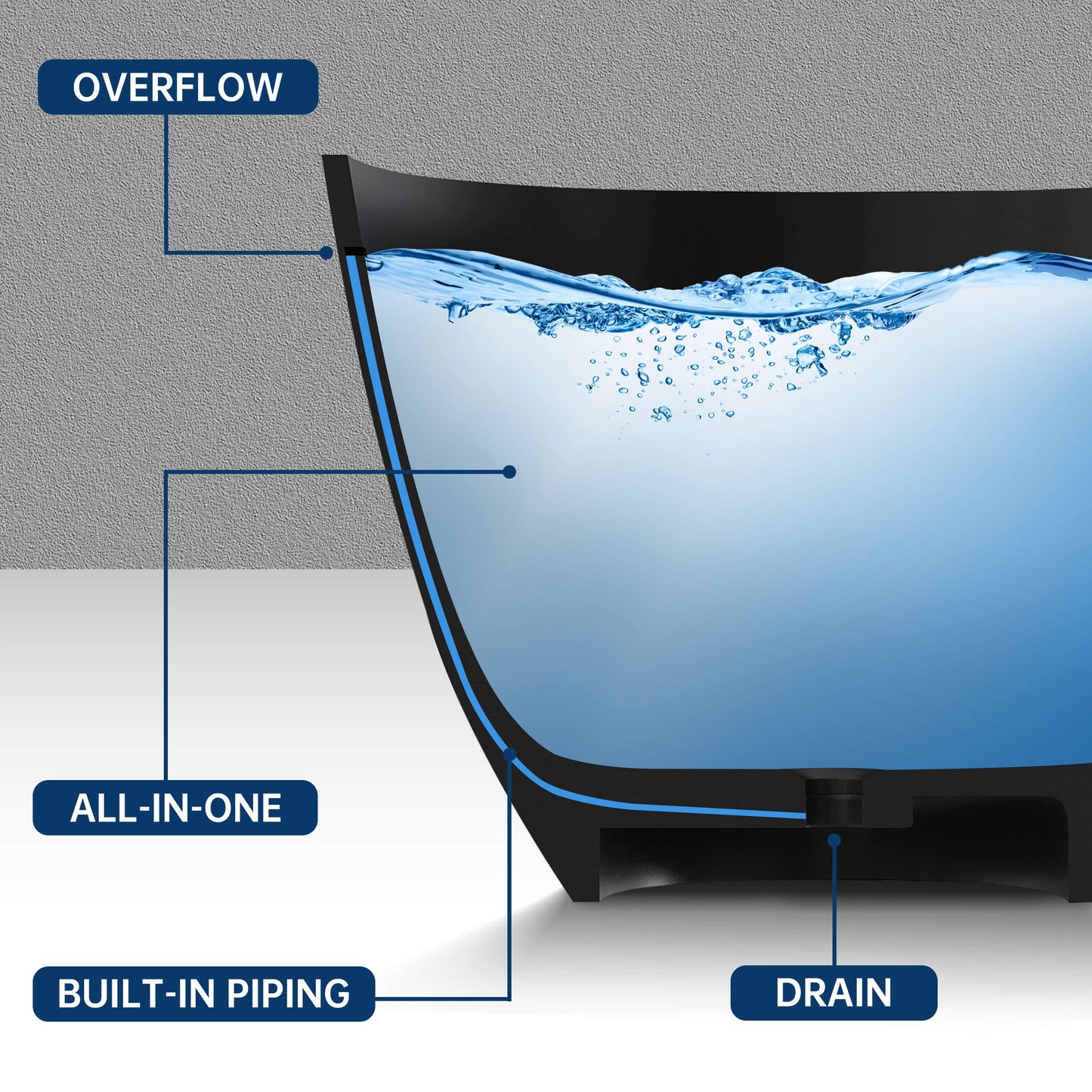 Medunjess 71" Freestanding Soaking Bahtutb Solid Surface Stone Resin Soaking Bathtub,Black