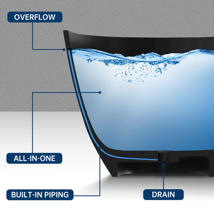 Medunjess 71" Freestanding Soaking Bahtutb Solid Surface Stone Resin Soaking Bathtub,Black