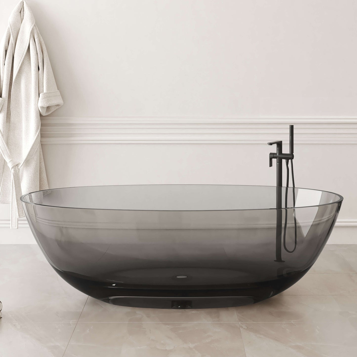 Medunjess 71" Freestanding Soaking Bahtutb Solid Surface Stone Resin Soaking Bathtub,Grey