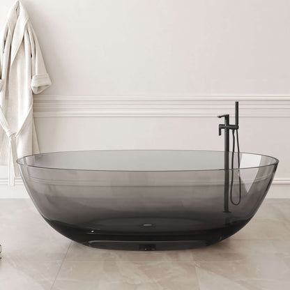 Medunjess 71" Freestanding Soaking Bahtutb Solid Surface Stone Resin Soaking Bathtub,Grey