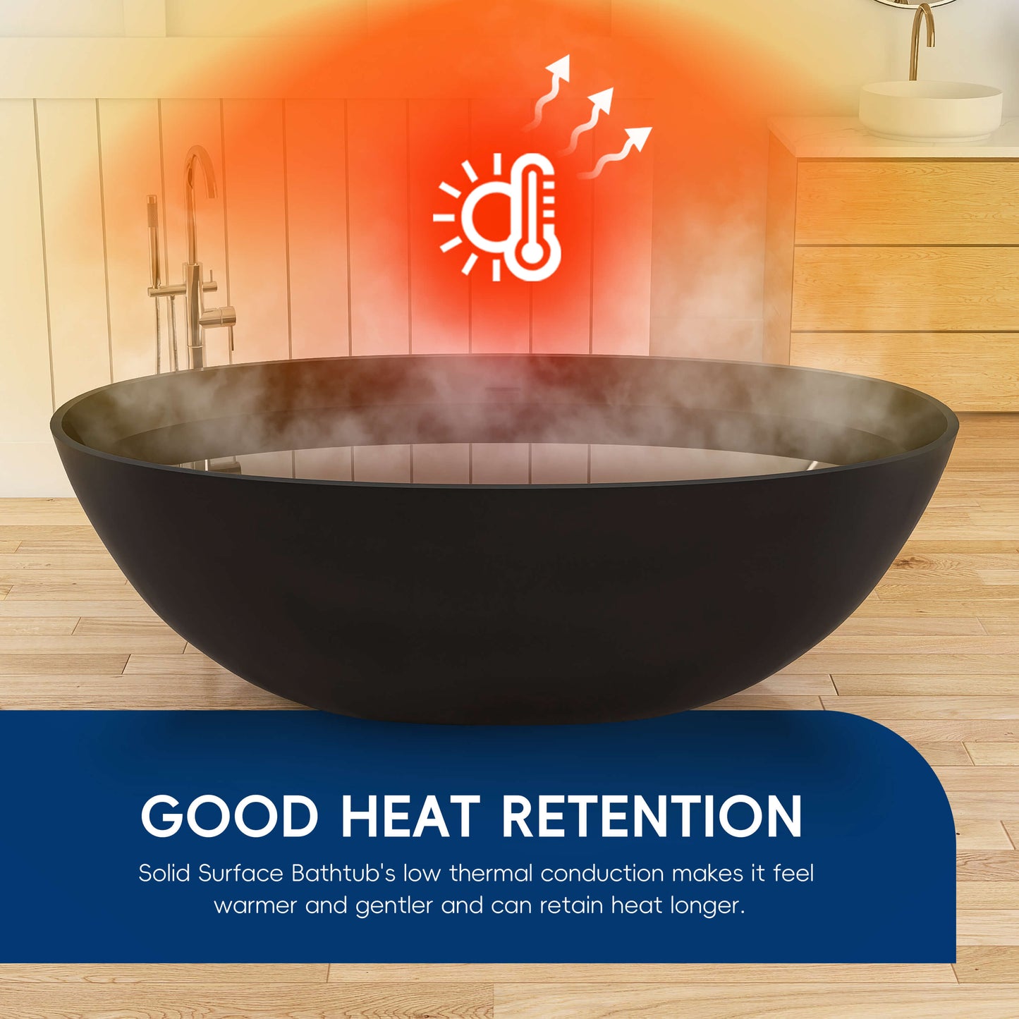 Medunjess 71" Freestanding Soaking Bahtutb Solid Surface Stone Resin Soaking Bathtub,Black