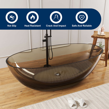 Medunjess 71" Freestanding Soaking Bahtutb Solid Surface Stone Resin Soaking Bathtub,Sepia