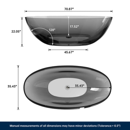 71" Freestanding Soaking Bahtutb Solid Surface Stone Resin Soaking Bathtub