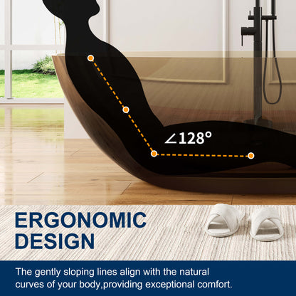 Medunjess 71" Freestanding Soaking Bahtutb Solid Surface Stone Resin Soaking Bathtub,Sepia