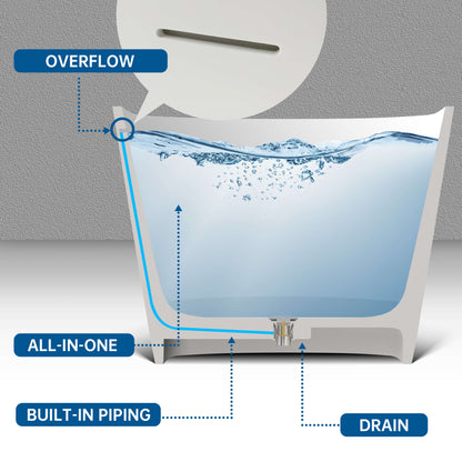 Medunjess 63'' Freestanding Tub Solid Surface Deep Freestanding Soaking Bathtub