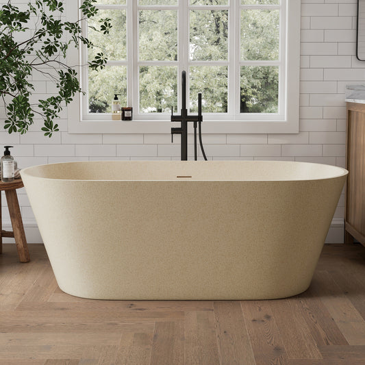 Medunjess 63" Aurum Freestanding Solid Surface Resin Stone Soaking Bathtub
