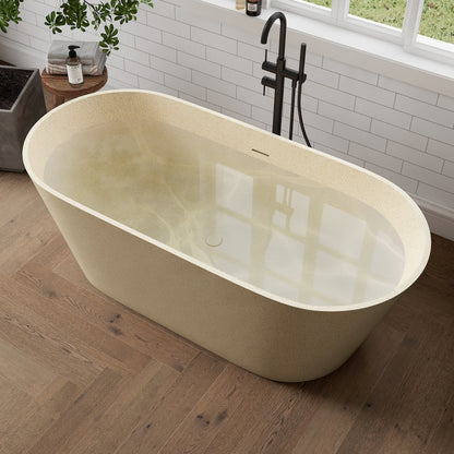 Medunjess 63" Aurum Freestanding Solid Surface Resin Stone Soaking Bathtub