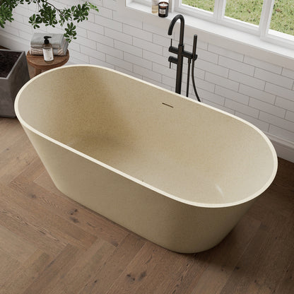 Medunjess 63" Aurum Freestanding Solid Surface Resin Stone Soaking Bathtub