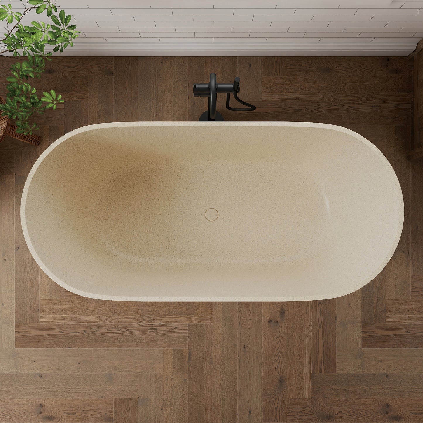 Medunjess 63" Aurum Freestanding Solid Surface Resin Stone Soaking Bathtub