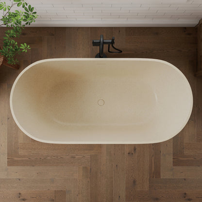 Medunjess 63" Aurum Freestanding Solid Surface Resin Stone Soaking Bathtub