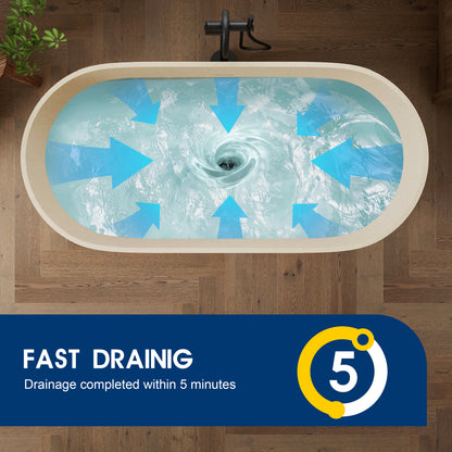 Medunjess 63" Aurum Freestanding Solid Surface Resin Stone Soaking Bathtub