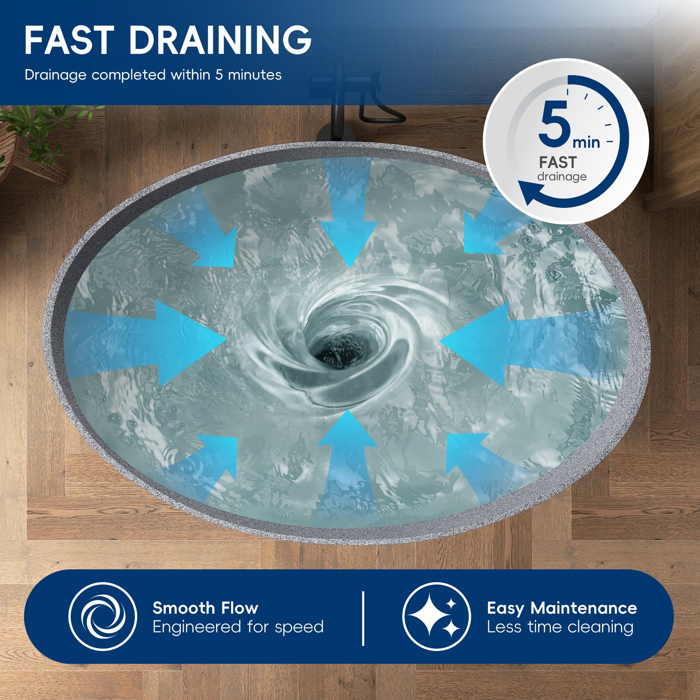 Medunjess 63" Granular Grey Wavy Freestanding Tub Solid Surface Freestadning Bathtub